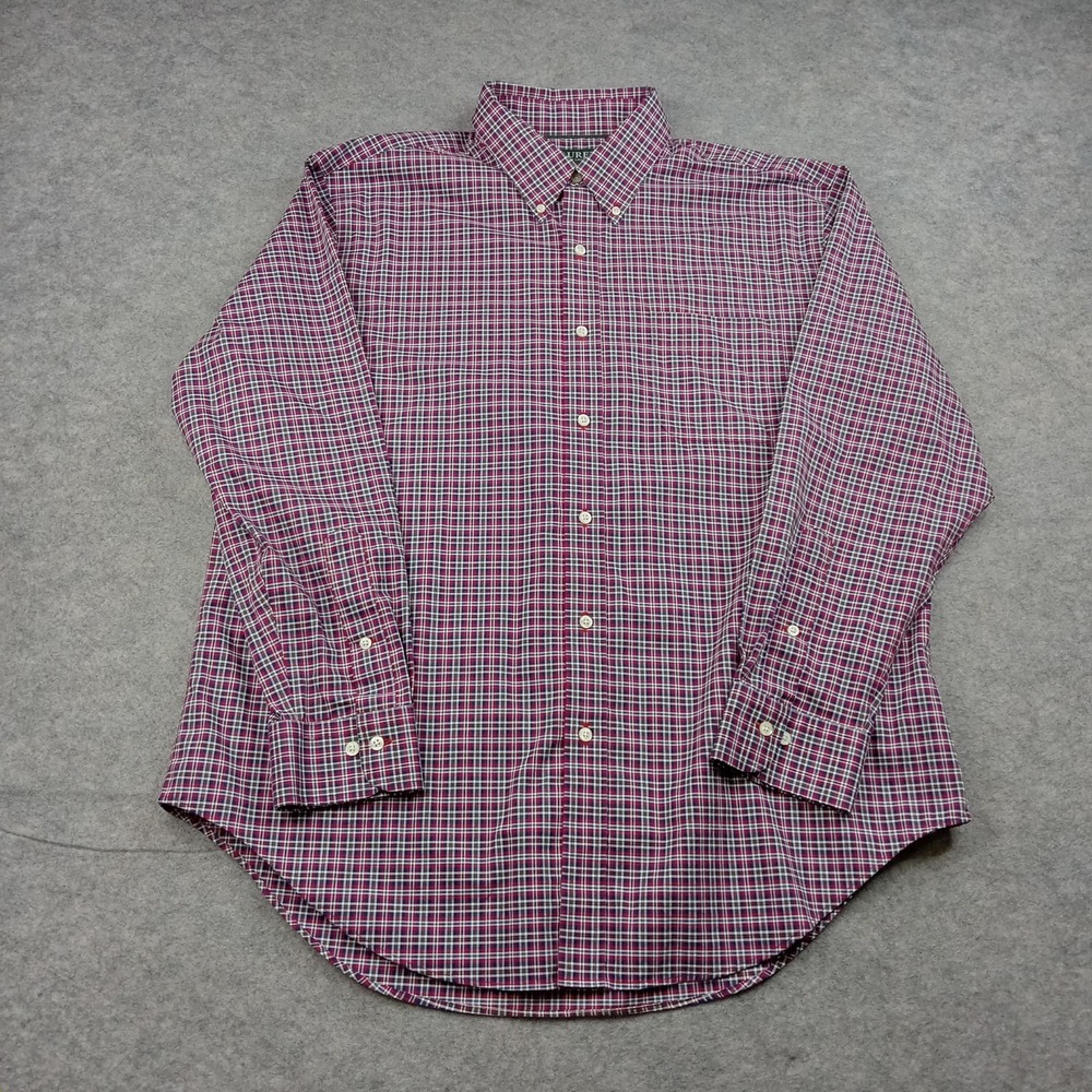 LRL Ralph Lauren Shirt Mens 17.5‎ 34/35 Dress Red Check Classic Fit Non Iron
